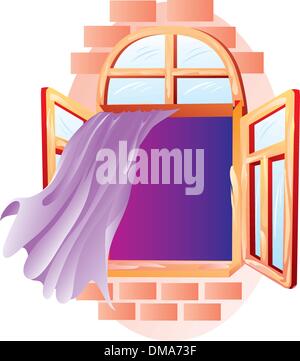 Finestra con le tende Illustrazione Vettoriale