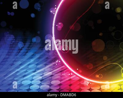 Discoteca cerchio astratto casella su sfondo nero Illustrazione Vettoriale