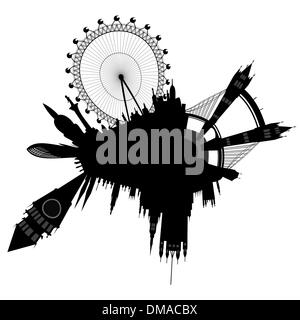 Lo skyline di Londra in stile grunge - vettore Illustrazione Vettoriale