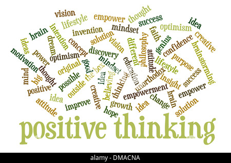 Nuvola di parole o i tag relativi a positivo e creativo Foto Stock