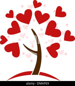 Amore stilizzato realizzato ad albero di cuori Illustrazione Vettoriale