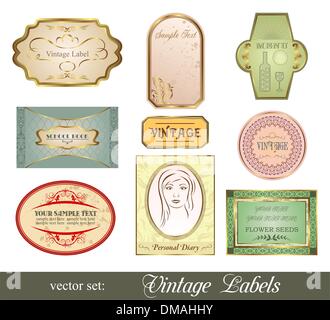 Set variazione retrò etichette vintage Illustrazione Vettoriale