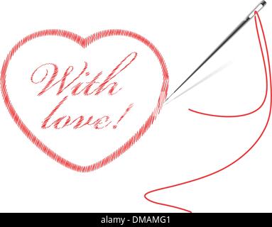 Ricamo con cuore Illustrazione Vettoriale