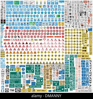 Più di Seicento europeo segni di traffico Illustrazione Vettoriale