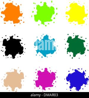 Set di vettore di blot colorato Illustrazione Vettoriale