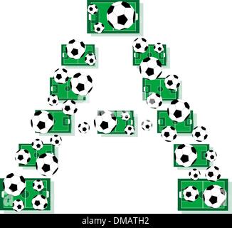 Un alfabeto, calcio lettere fatte di palloni da calcio e campi Illustrazione Vettoriale