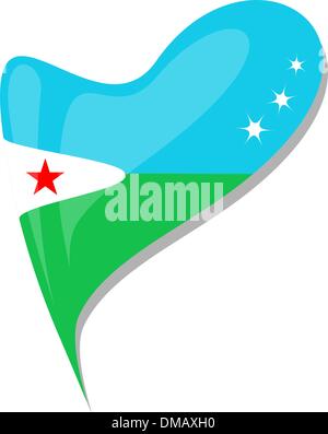 Gibuti nel cuore. Icona del Gibuti bandiera nazionale. vettore Illustrazione Vettoriale