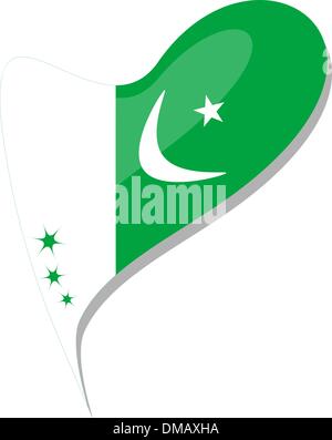 Il pakistan bandiera cuore pulsante di forma vettoriale. Illustrazione Vettoriale