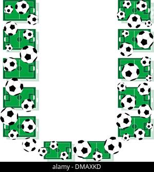 C calcio alfabeto lettere fatte di palloni da calcio e campi Illustrazione Vettoriale