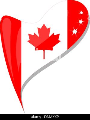 Canada bandiera cuore pulsante di forma vettoriale. Illustrazione Vettoriale