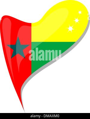 La Guinea Bissau nel cuore. Icona della Guinea Bissau bandiera nazionale Illustrazione Vettoriale