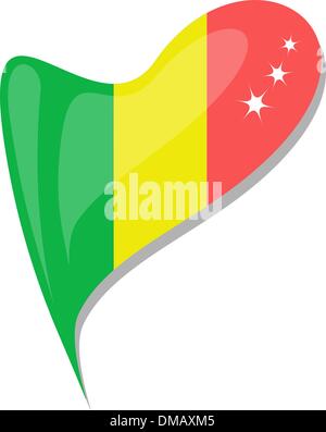 Il mali nel cuore. Icona del mali bandiera nazionale. vettore Illustrazione Vettoriale