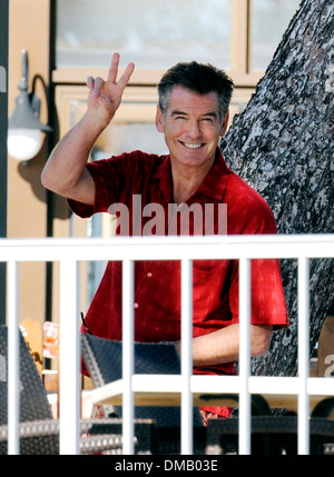 Attore Pierce Brosnan sul set del film 'un lungo cammino verso il basso'. Girato in Mallorca in ottobre 2012. Foto Stock