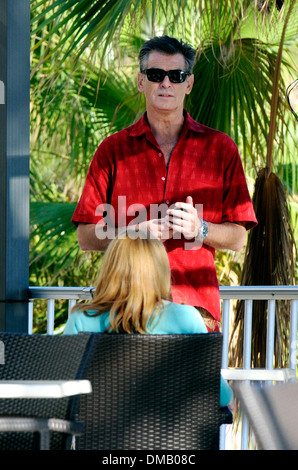 Attore Pierce Brosnan sul set del film 'un lungo cammino verso il basso'. Girato in Mallorca in ottobre 2012. Foto Stock