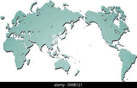 Mappa mondo illustrazione con ombre Illustrazione Vettoriale