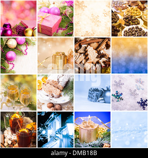 Christmas Cooking e decor - collage dal sedici foto Foto Stock