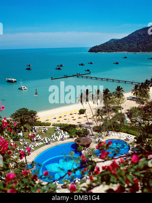 Vista della spiaggia di Sheraton Hotel, Ixtapa-Zihuatanejo, Guerrero, Messico Foto Stock