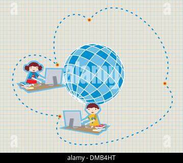 Global scuola sociale la comunicazione di rete Illustrazione Vettoriale