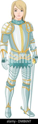 Giovane cavaliere che tiene una spada Illustrazione Vettoriale