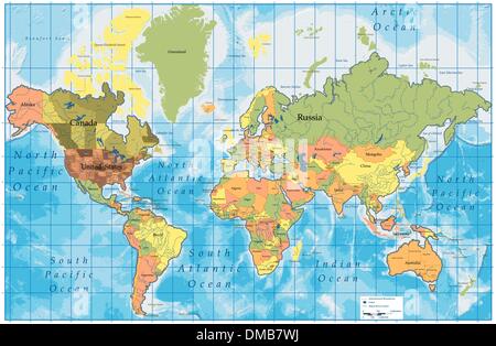 Mappa con tutti i nomi Illustrazione Vettoriale