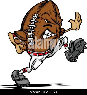 American Football Giocatore a Palla Cartoon Illustrazione Vettoriale