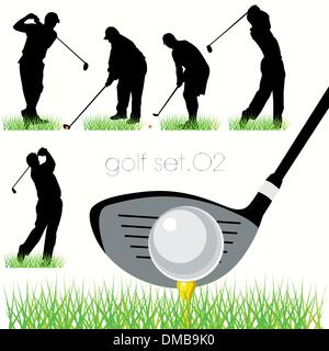 I giocatori di golf sagome impostato Illustrazione Vettoriale