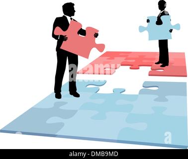 La gente di affari pezzo di puzzle soluzione fusione di collaborazione Illustrazione Vettoriale