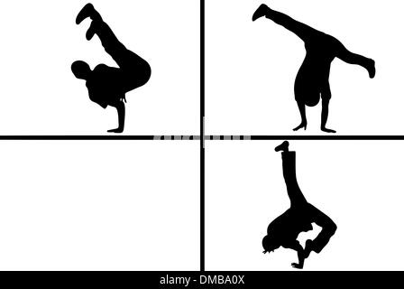 Silhouette Streetdancer Illustrazione Vettoriale