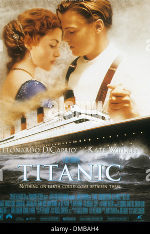 TITANIC Poster per 1997 Twentieth Century Fox Film con Leonardo Di Caprio e Kate Winslet Foto Stock