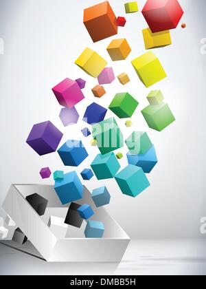 Colorati cubetti di volo sullo sfondo Illustrazione Vettoriale