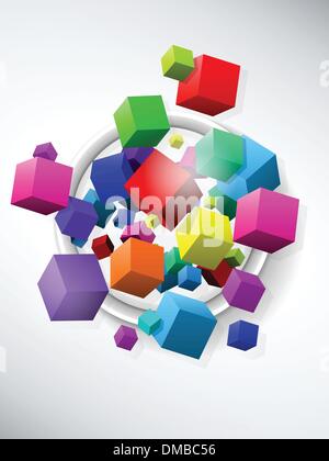 Colorati cubetti di volo sullo sfondo Illustrazione Vettoriale