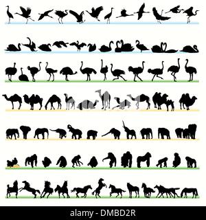 82 animali selvatici sagome impostato Illustrazione Vettoriale