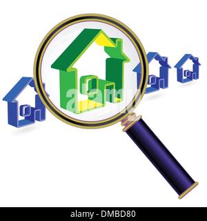 Home sotto vetro lente di ingrandimento Illustrazione Vettoriale
