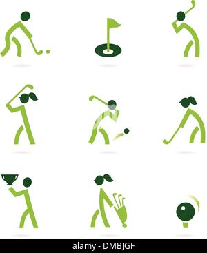 Golf e sport set di icone isolato su bianco ( verde ) Illustrazione Vettoriale