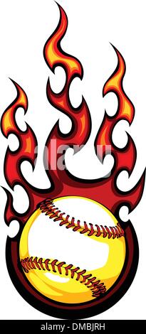 Il baseball con fiamme immagine vettoriale Illustrazione Vettoriale
