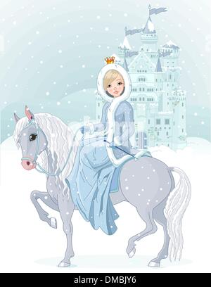 La principessa di equitazione in inverno Illustrazione Vettoriale