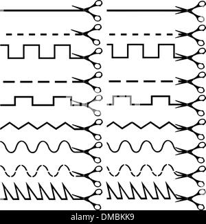 Forbici linea di taglio Illustrazione Vettoriale