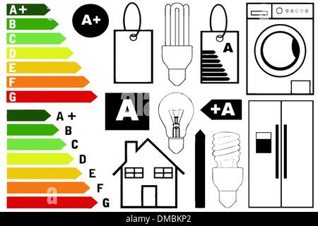 Efficienza energetica elementi Illustrazione Vettoriale