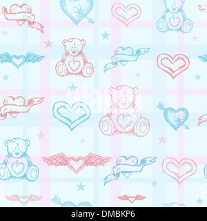 Seamless baby pattern con Teddy bear Illustrazione Vettoriale