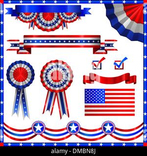 Raccolta di USA emblemi patriottica Illustrazione Vettoriale