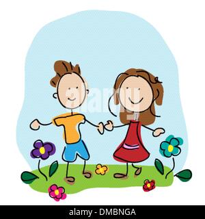 I bambini si tengono per mano Illustrazione Vettoriale
