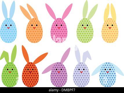 Uovo di Pasqua coniglietti, vettore Illustrazione Vettoriale