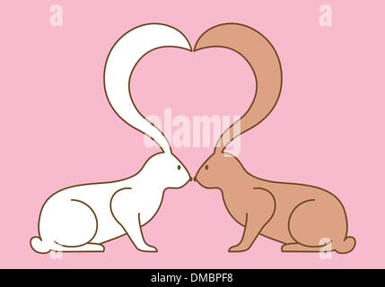 Conigli pasquali kissing, sfondo vettoriale Illustrazione Vettoriale