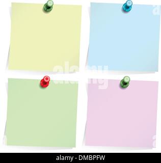 Note adesive isolato su bianco Illustrazione Vettoriale