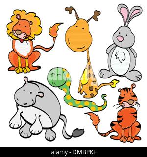 Gli animali isolati impostato su bianco Illustrazione Vettoriale
