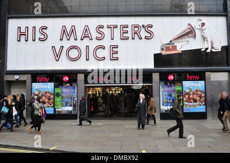 Una vista generale di HMV store in Oxford Street, London, Regno Unito Foto Stock