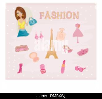 Moda di Parigi insieme Illustrazione Vettoriale