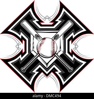 Baseball Mazze Softball Graphic template vettoriale Illustrazione Vettoriale