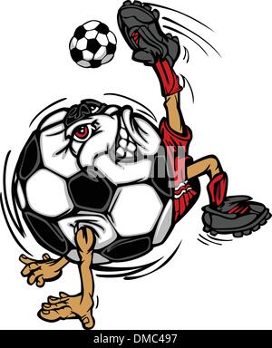 Soccer Football Giocatore a Palla Cartoon Illustrazione Vettoriale