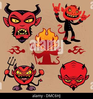 Cartoon Devil Collection Illustrazione Vettoriale